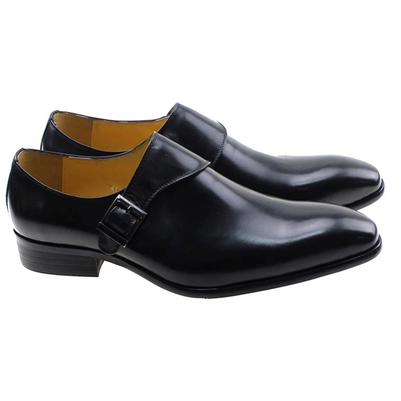 Santimon Men\'s US 8.5‎ Black Single Buckle Monk Strap Loafers Formal Dress Shoes main image 7